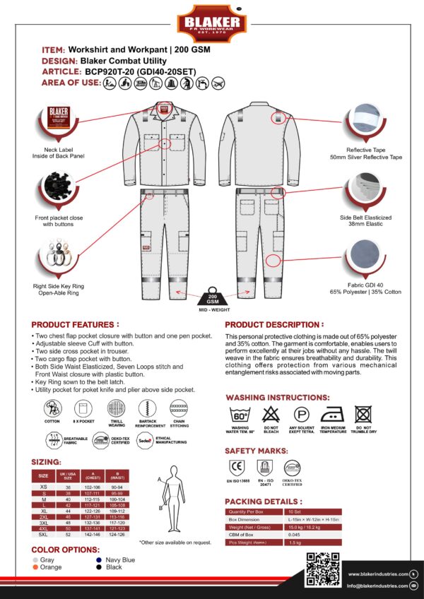 Blaker Inherent Combat Utility Workshirt and Workpant (BCP920T-20) - Image 9